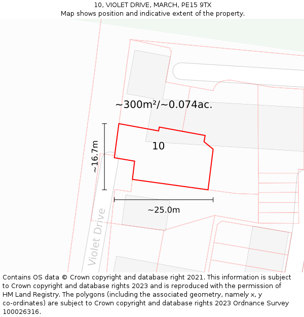 10, VIOLET DRIVE, MARCH, PE15 9TX: Plot and title map