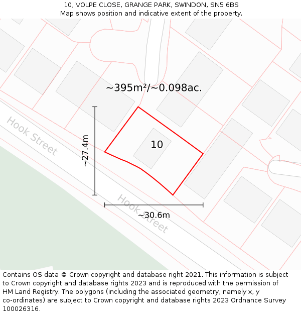 10, VOLPE CLOSE, GRANGE PARK, SWINDON, SN5 6BS: Plot and title map