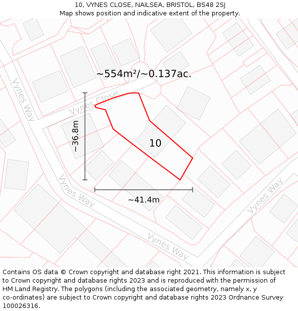 10, VYNES CLOSE, NAILSEA, BRISTOL, BS48 2SJ: Plot and title map