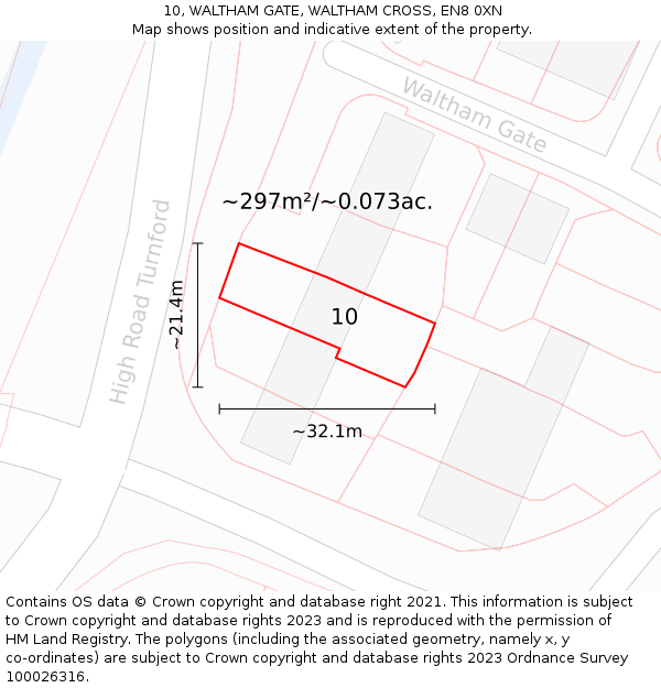 10, WALTHAM GATE, WALTHAM CROSS, EN8 0XN: Plot and title map