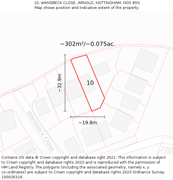 10, WANSBECK CLOSE, ARNOLD, NOTTINGHAM, NG5 8SS: Plot and title map