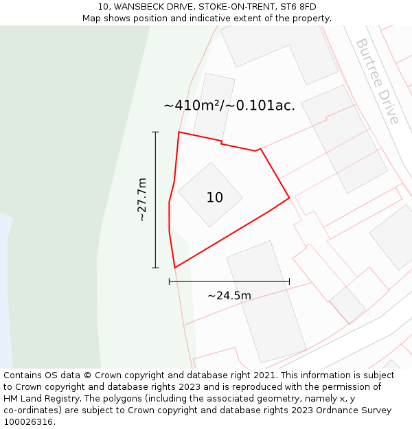 10, WANSBECK DRIVE, STOKE-ON-TRENT, ST6 8FD: Plot and title map