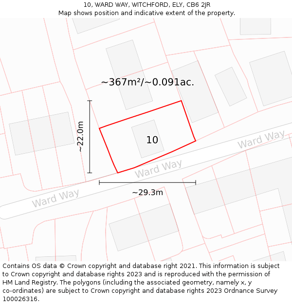 10, WARD WAY, WITCHFORD, ELY, CB6 2JR: Plot and title map