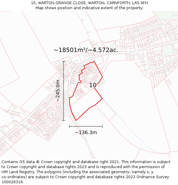 10, WARTON GRANGE CLOSE, WARTON, CARNFORTH, LA5 9FH: Plot and title map