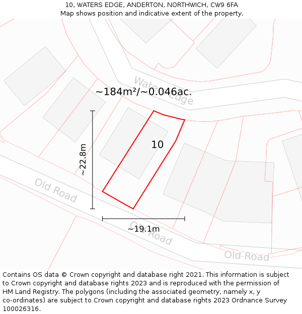 10, WATERS EDGE, ANDERTON, NORTHWICH, CW9 6FA: Plot and title map