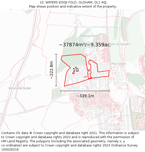 10, WATERS EDGE FOLD, OLDHAM, OL1 4QJ: Plot and title map