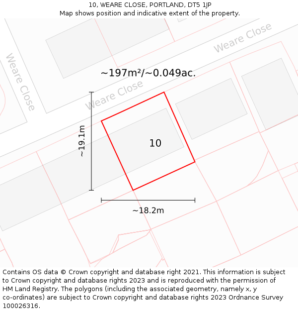 10, WEARE CLOSE, PORTLAND, DT5 1JP: Plot and title map