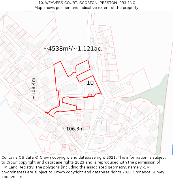 10, WEAVERS COURT, SCORTON, PRESTON, PR3 1NQ: Plot and title map