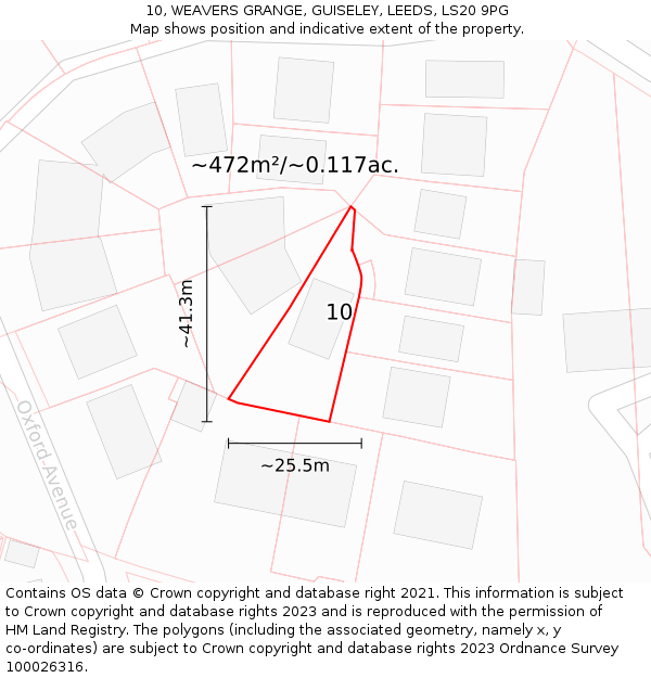 10, WEAVERS GRANGE, GUISELEY, LEEDS, LS20 9PG: Plot and title map