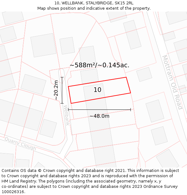 10, WELLBANK, STALYBRIDGE, SK15 2RL: Plot and title map