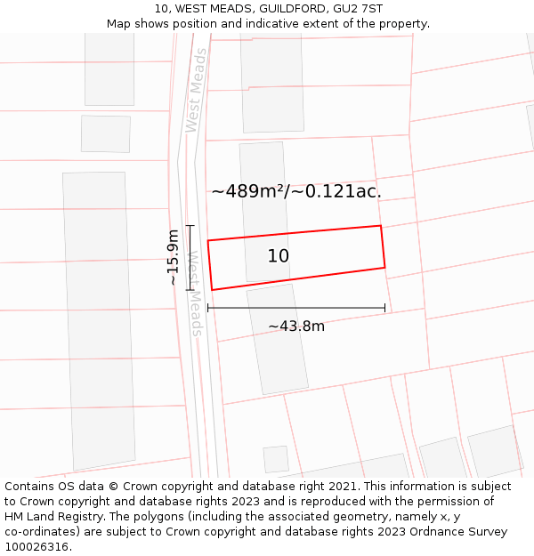 10, WEST MEADS, GUILDFORD, GU2 7ST: Plot and title map