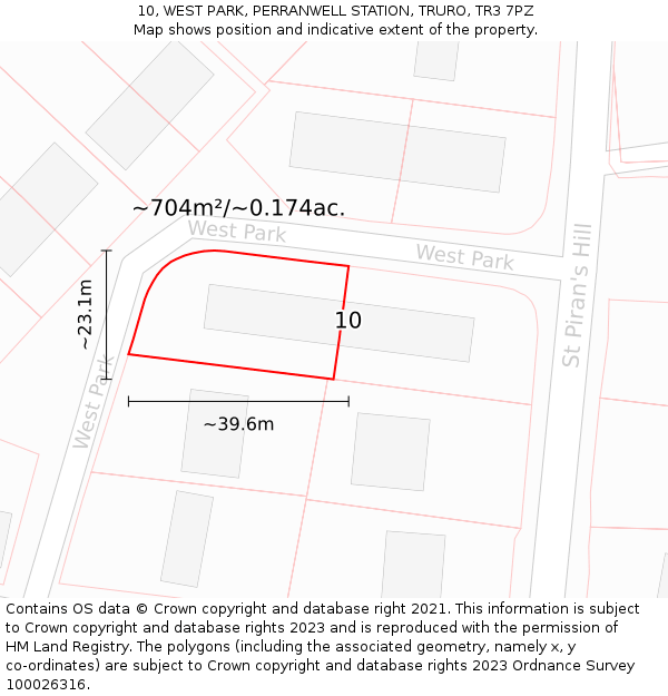 10, WEST PARK, PERRANWELL STATION, TRURO, TR3 7PZ: Plot and title map