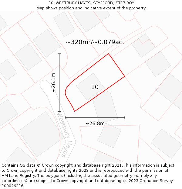 10, WESTBURY HAYES, STAFFORD, ST17 9QY: Plot and title map