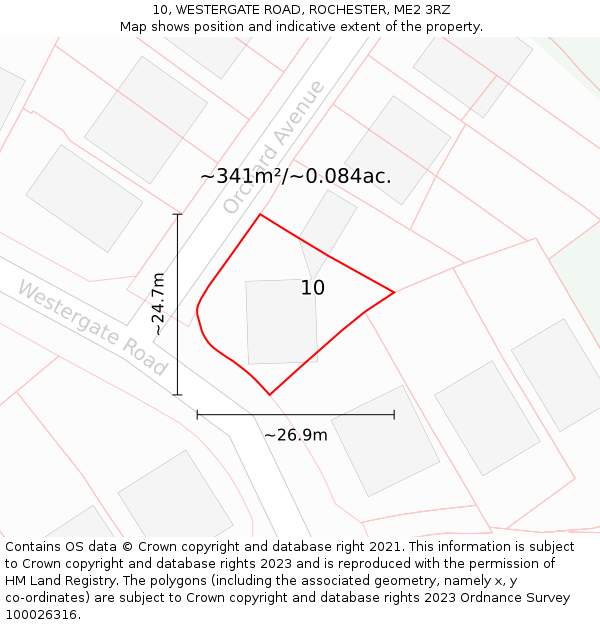 10, WESTERGATE ROAD, ROCHESTER, ME2 3RZ: Plot and title map