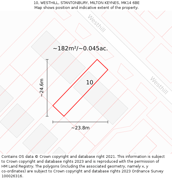 10, WESTHILL, STANTONBURY, MILTON KEYNES, MK14 6BE: Plot and title map