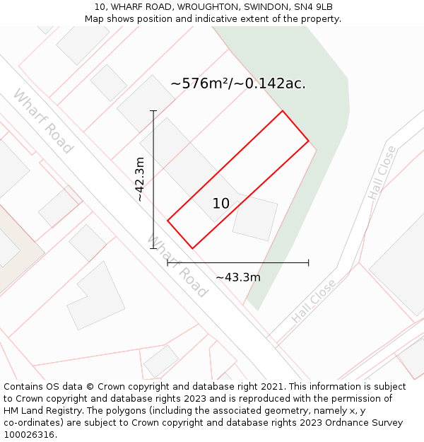 10, WHARF ROAD, WROUGHTON, SWINDON, SN4 9LB: Plot and title map