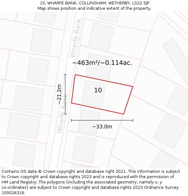 10, WHARFE BANK, COLLINGHAM, WETHERBY, LS22 5JP: Plot and title map