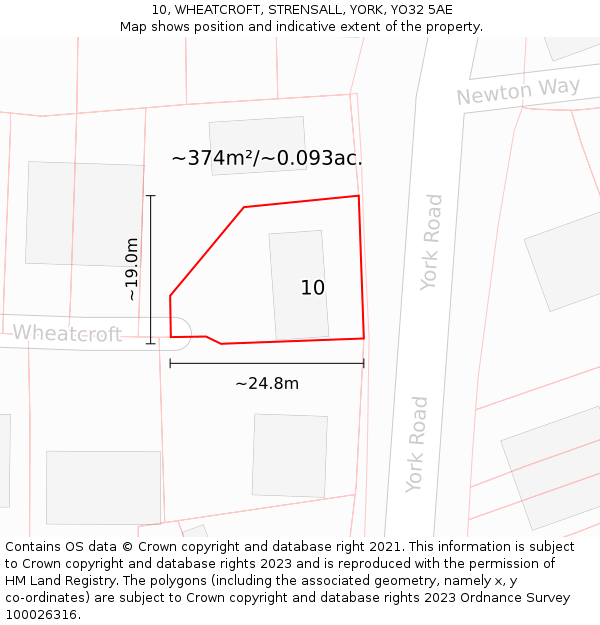 10, WHEATCROFT, STRENSALL, YORK, YO32 5AE: Plot and title map