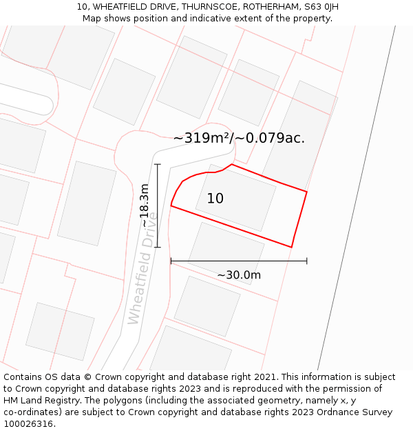 10, WHEATFIELD DRIVE, THURNSCOE, ROTHERHAM, S63 0JH: Plot and title map