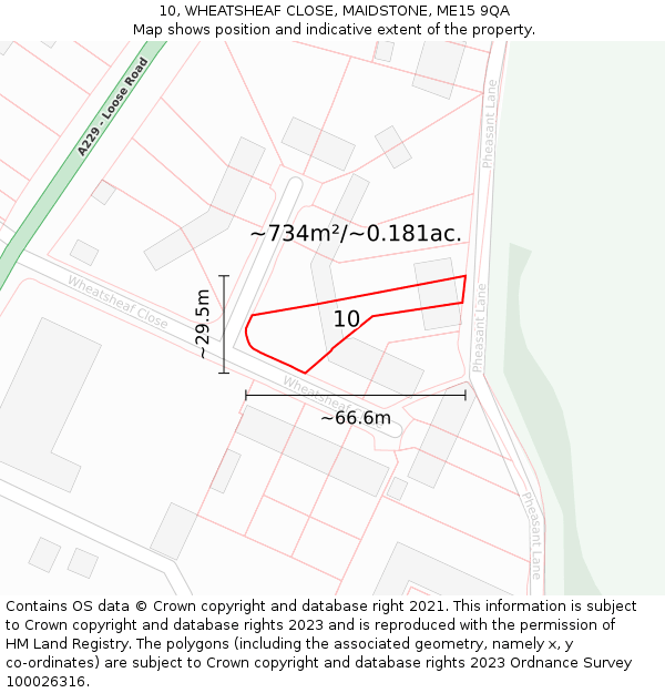 10, WHEATSHEAF CLOSE, MAIDSTONE, ME15 9QA: Plot and title map