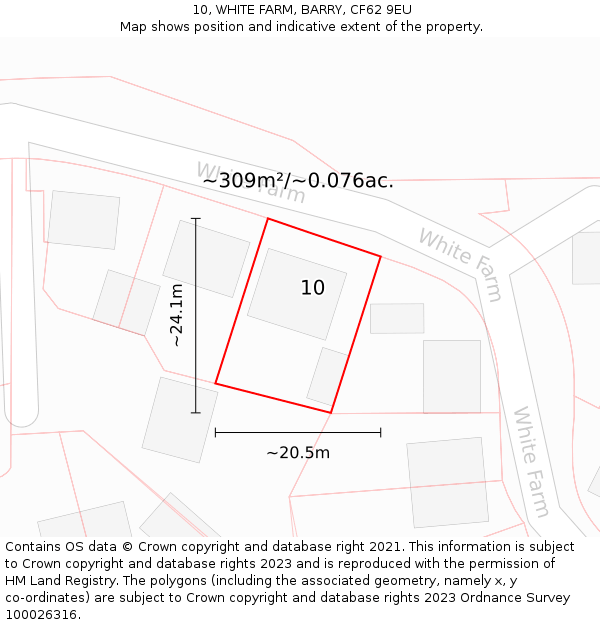 10, WHITE FARM, BARRY, CF62 9EU: Plot and title map