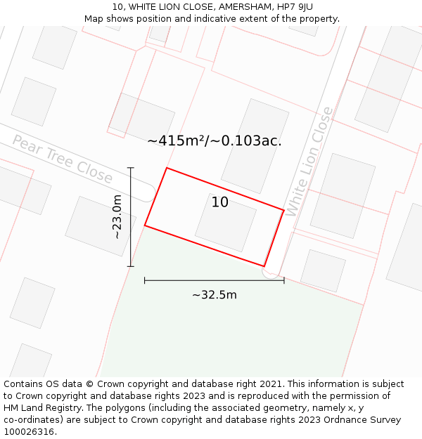 10, WHITE LION CLOSE, AMERSHAM, HP7 9JU: Plot and title map