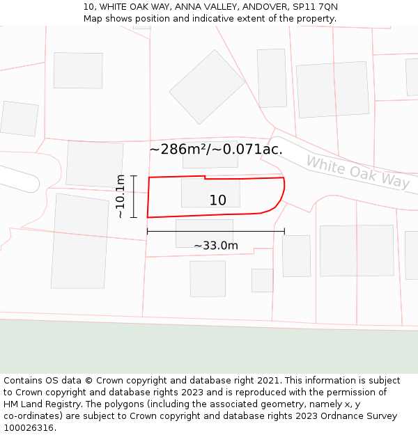 10, WHITE OAK WAY, ANNA VALLEY, ANDOVER, SP11 7QN: Plot and title map