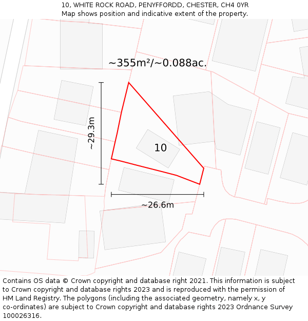 10, WHITE ROCK ROAD, PENYFFORDD, CHESTER, CH4 0YR: Plot and title map