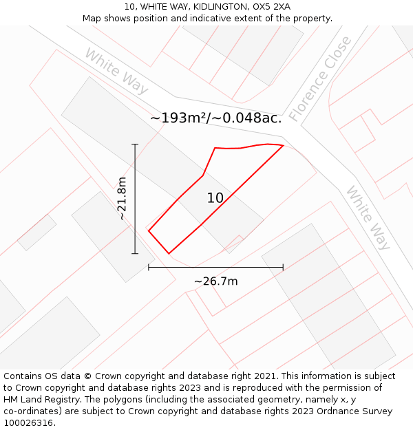 10, WHITE WAY, KIDLINGTON, OX5 2XA: Plot and title map