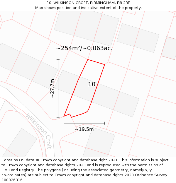 10, WILKINSON CROFT, BIRMINGHAM, B8 2RE: Plot and title map