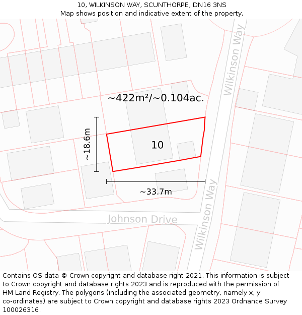 10, WILKINSON WAY, SCUNTHORPE, DN16 3NS: Plot and title map