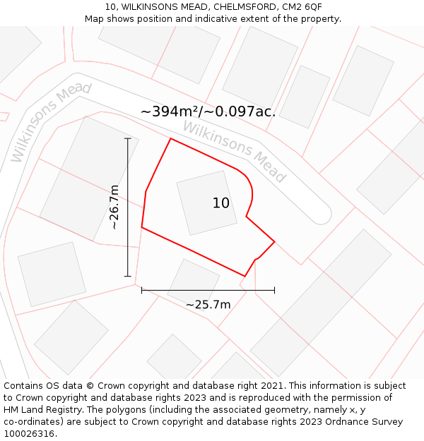 10, WILKINSONS MEAD, CHELMSFORD, CM2 6QF: Plot and title map