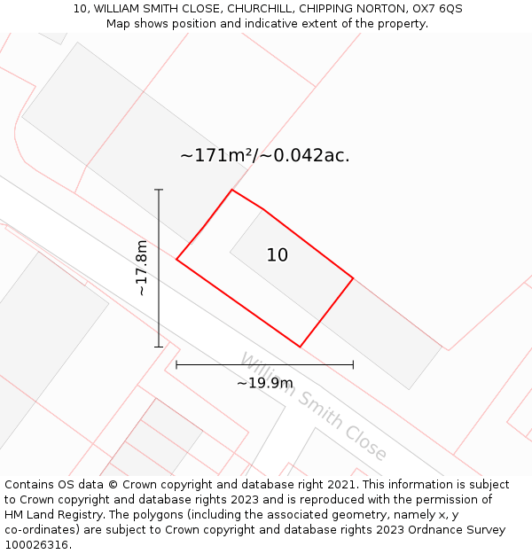 10, WILLIAM SMITH CLOSE, CHURCHILL, CHIPPING NORTON, OX7 6QS: Plot and title map