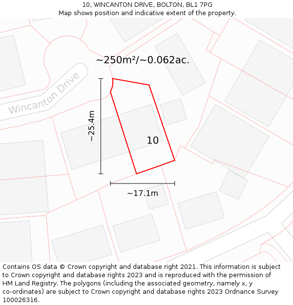 10, WINCANTON DRIVE, BOLTON, BL1 7PG: Plot and title map