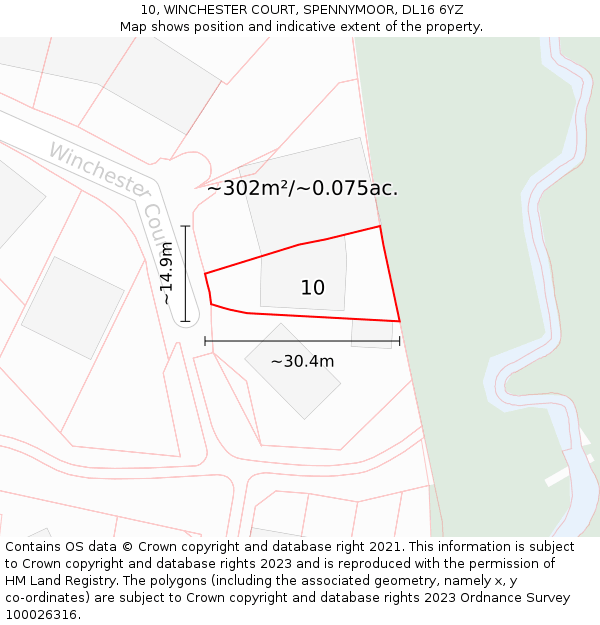 10, WINCHESTER COURT, SPENNYMOOR, DL16 6YZ: Plot and title map