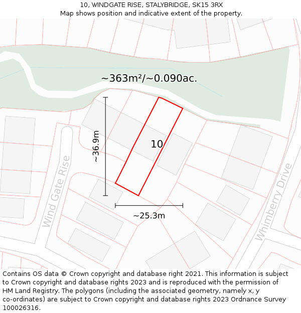 10, WINDGATE RISE, STALYBRIDGE, SK15 3RX: Plot and title map