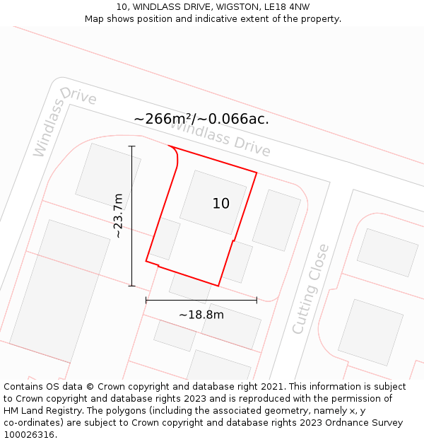 10, WINDLASS DRIVE, WIGSTON, LE18 4NW: Plot and title map