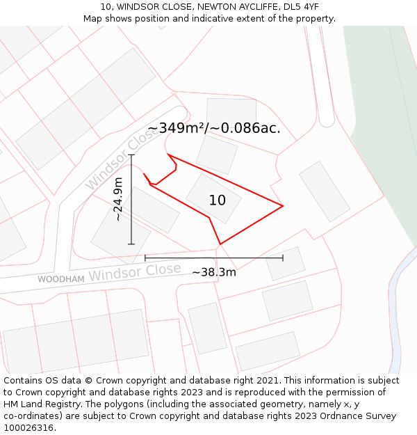 10, WINDSOR CLOSE, NEWTON AYCLIFFE, DL5 4YF: Plot and title map