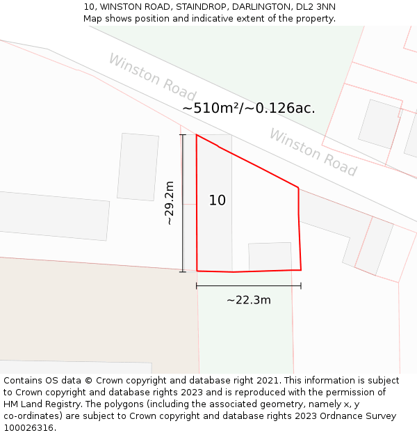 10, WINSTON ROAD, STAINDROP, DARLINGTON, DL2 3NN: Plot and title map