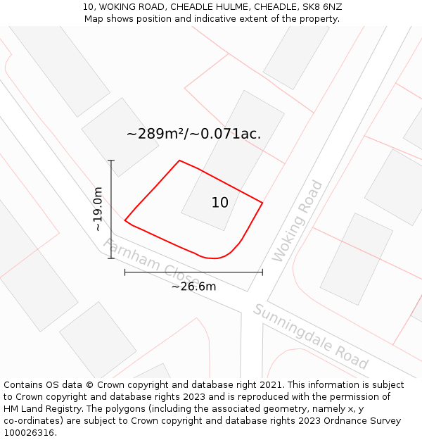 10, WOKING ROAD, CHEADLE HULME, CHEADLE, SK8 6NZ: Plot and title map