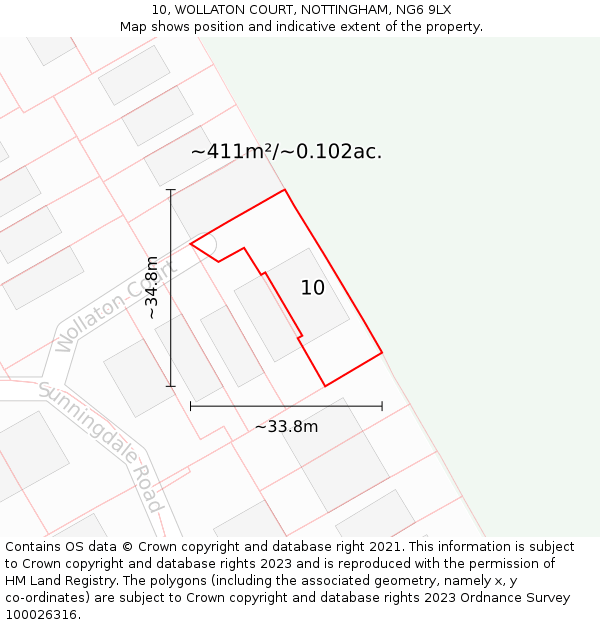 10, WOLLATON COURT, NOTTINGHAM, NG6 9LX: Plot and title map