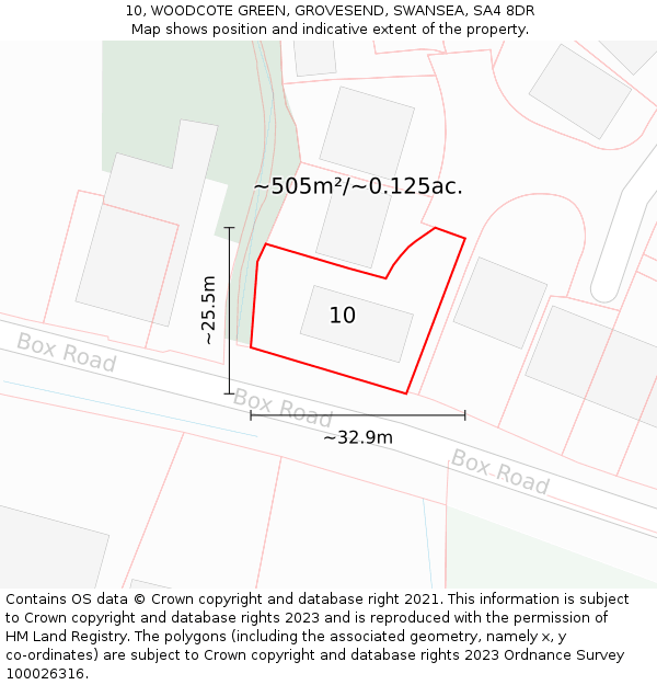 10, WOODCOTE GREEN, GROVESEND, SWANSEA, SA4 8DR: Plot and title map