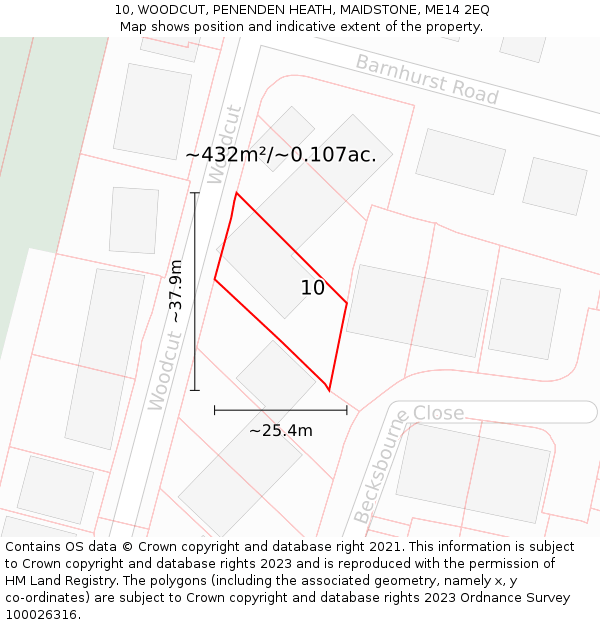 10, WOODCUT, PENENDEN HEATH, MAIDSTONE, ME14 2EQ: Plot and title map