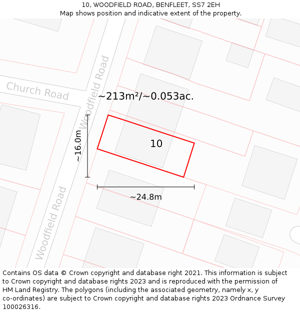 10, WOODFIELD ROAD, BENFLEET, SS7 2EH: Plot and title map