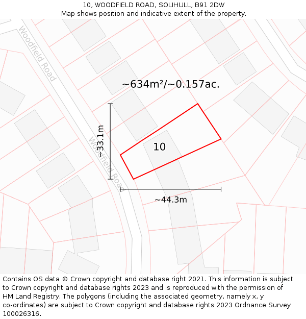 10, WOODFIELD ROAD, SOLIHULL, B91 2DW: Plot and title map