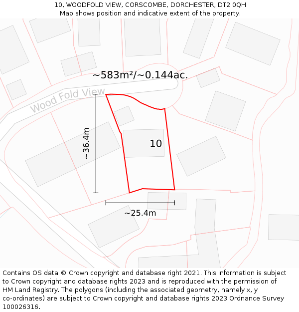 10, WOODFOLD VIEW, CORSCOMBE, DORCHESTER, DT2 0QH: Plot and title map