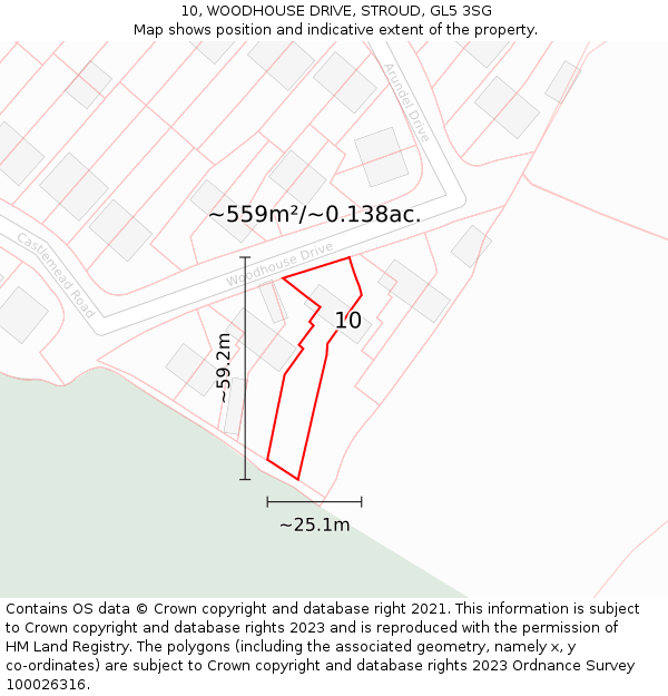 10, WOODHOUSE DRIVE, STROUD, GL5 3SG: Plot and title map