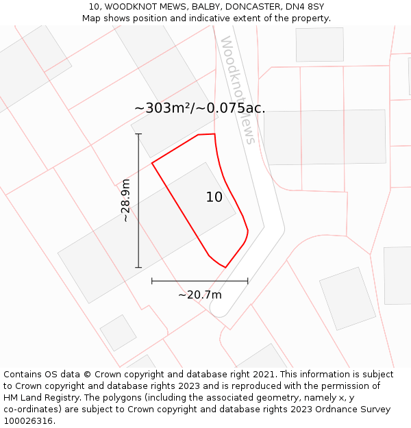 10, WOODKNOT MEWS, BALBY, DONCASTER, DN4 8SY: Plot and title map