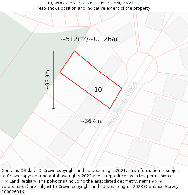 10, WOODLANDS CLOSE, HAILSHAM, BN27 1ET: Plot and title map