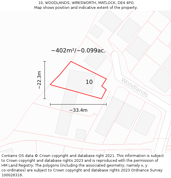 10, WOODLANDS, WIRKSWORTH, MATLOCK, DE4 4PG: Plot and title map